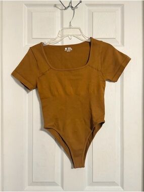 Shapewear Short Sleeve One-Piece Bodysuit in Warm Brown